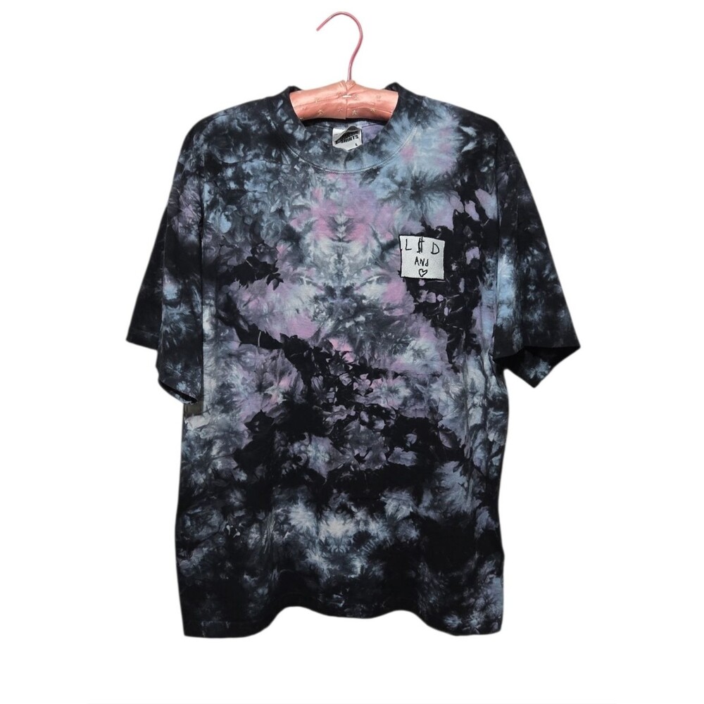Unisex Tie-Dye Black & Purple Tshirt Celestial L$D & <3 Streetwear Skater Large
